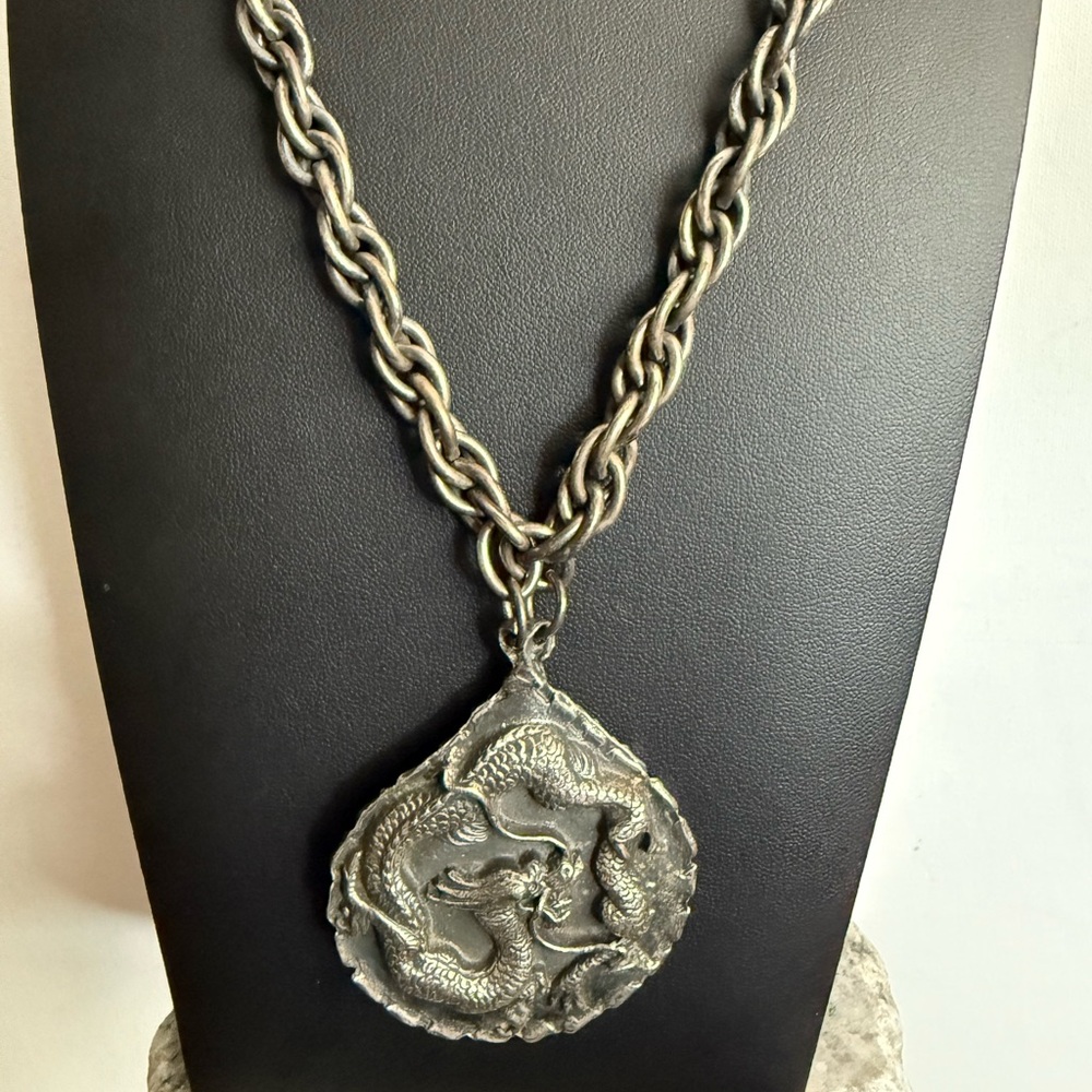 Rare Vintage/Antique Copper Dragon by Artist Rebajes Necklace